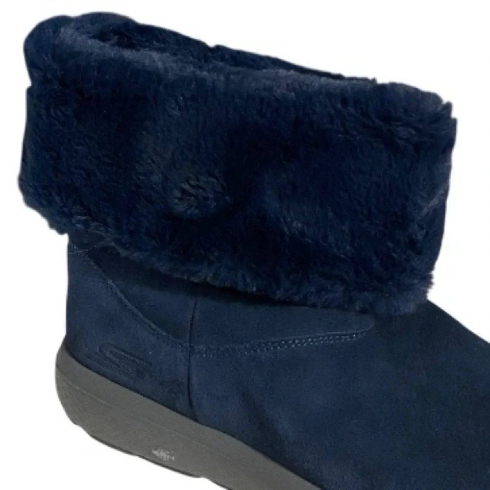 Skechers On the Go Booties, Suede leather, Faux fur lining & cuffs, Sz 10